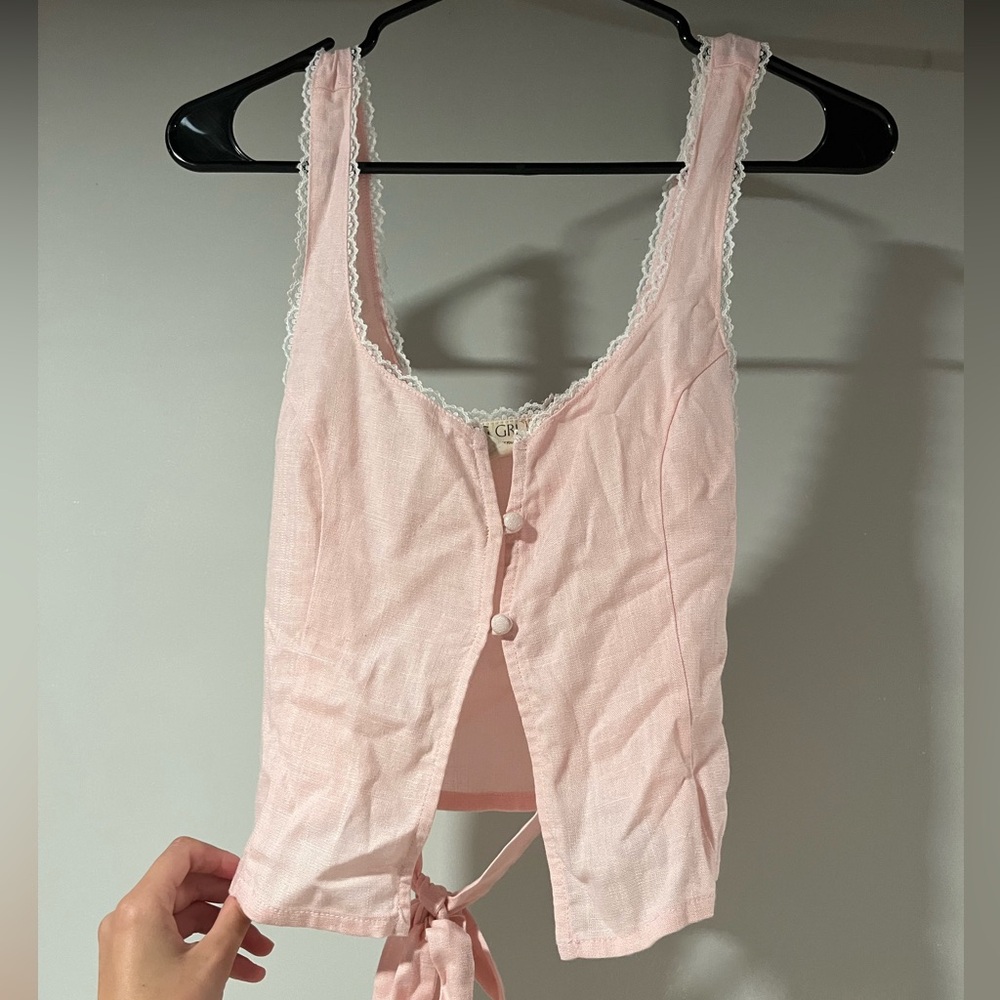 Verge Girl Pink Button Up Tie in the Back Top, AU size 10, US size 6